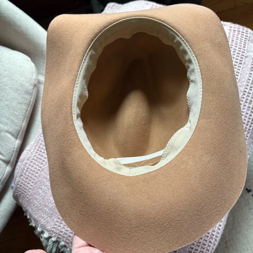 Macchia di Ruggine women's brown wool felt fedora hat festival going out casual Tan - Image 2