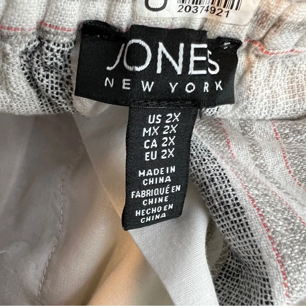 Jones New York Size 2X Striped Gray/Cream Capri Pants Drawstring Waistband - Image 7