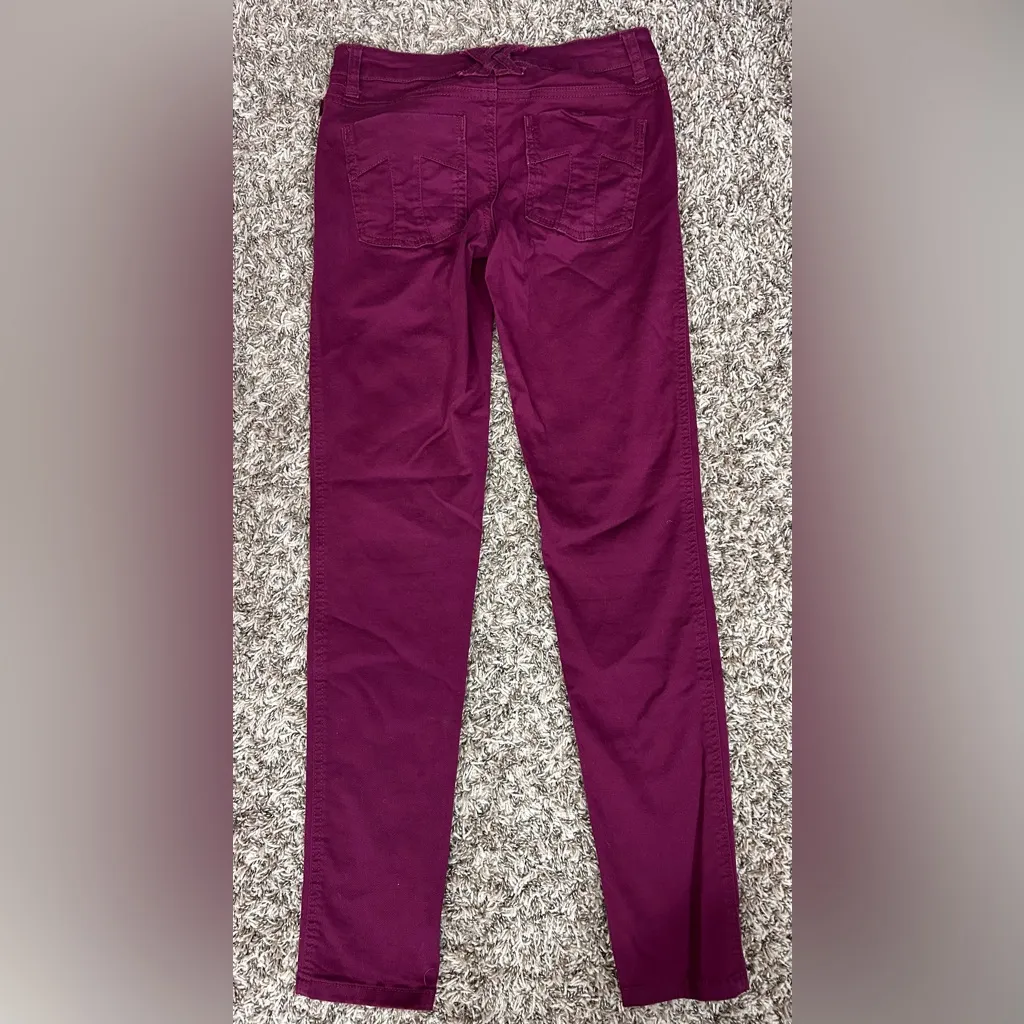 Tripp NYC Daang Goodman Burgundy Skinny Jeans Pants Punk Goth Skull Button Sz 0 - Image 8