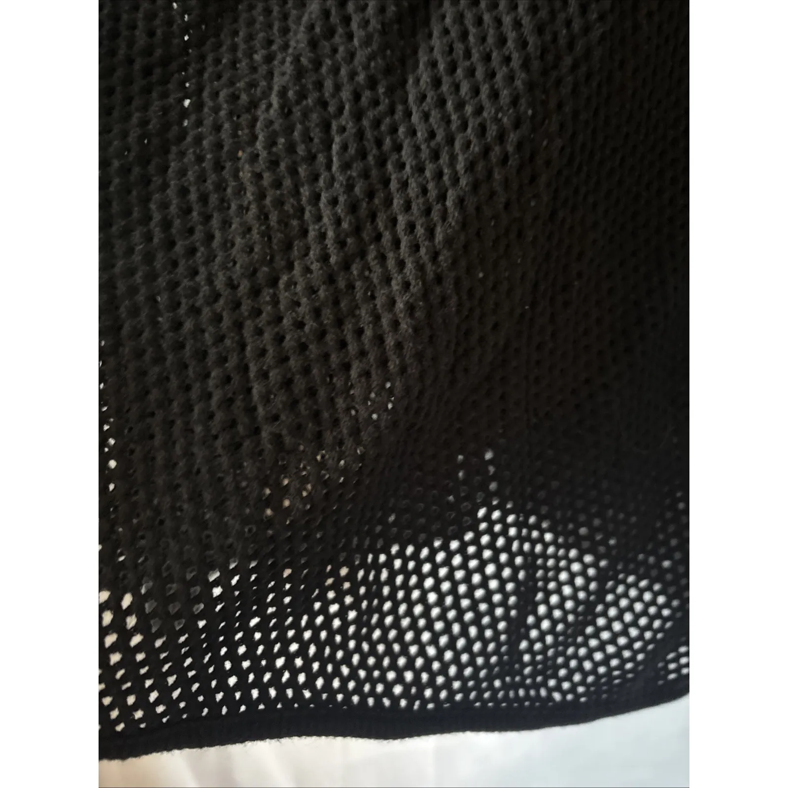 Vtg Y2K Knit Crochet Full Zip‎ Lg Hoodie Cover Up Black Boho Beach Oleg Cassini - Image 5