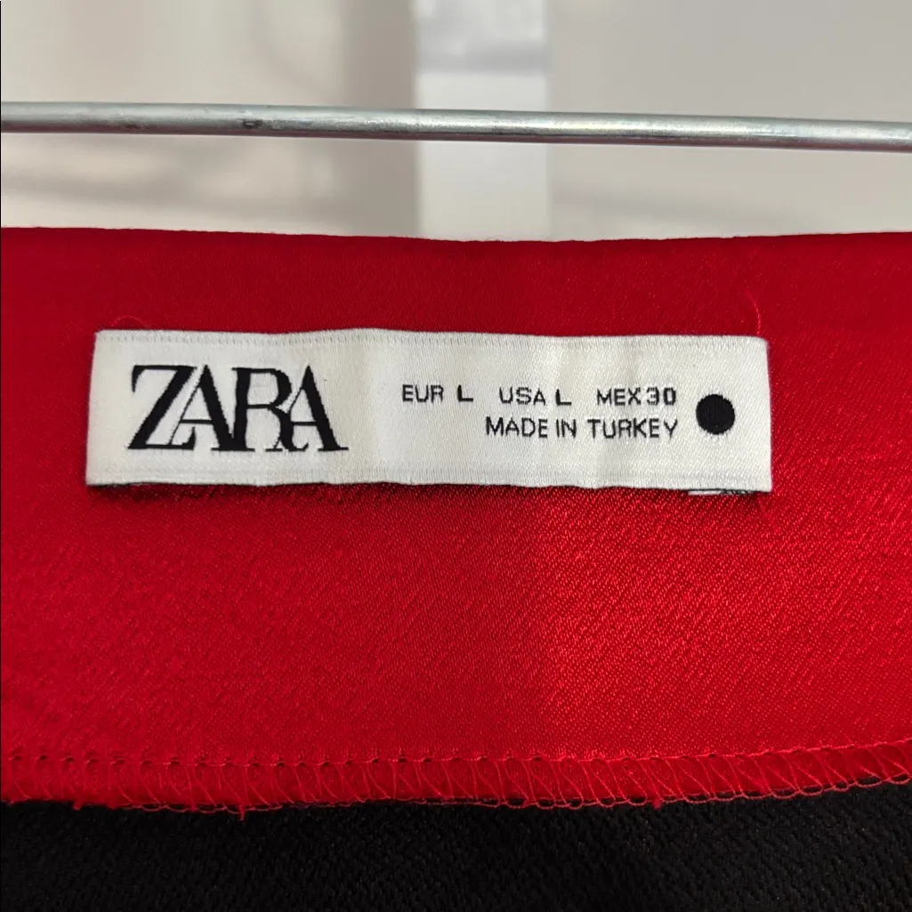 ZARA Red Satin Effect Mini Skirt High Waisted Skirt Curved Hem Womens Size Large - Image 7