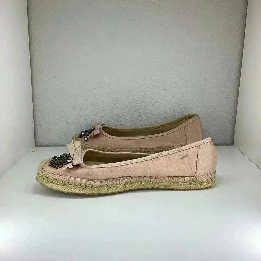 Simply Vera Wang Pink Beaded Embellished Slip On Espadrille Flats 7 - Image 4