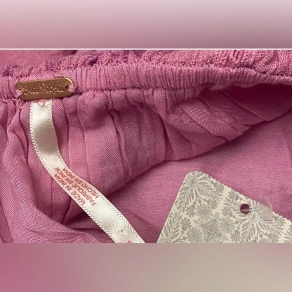 NEW Free People Paloma Pink Speak Eyelet Cotton Dress Size Med - Image 8