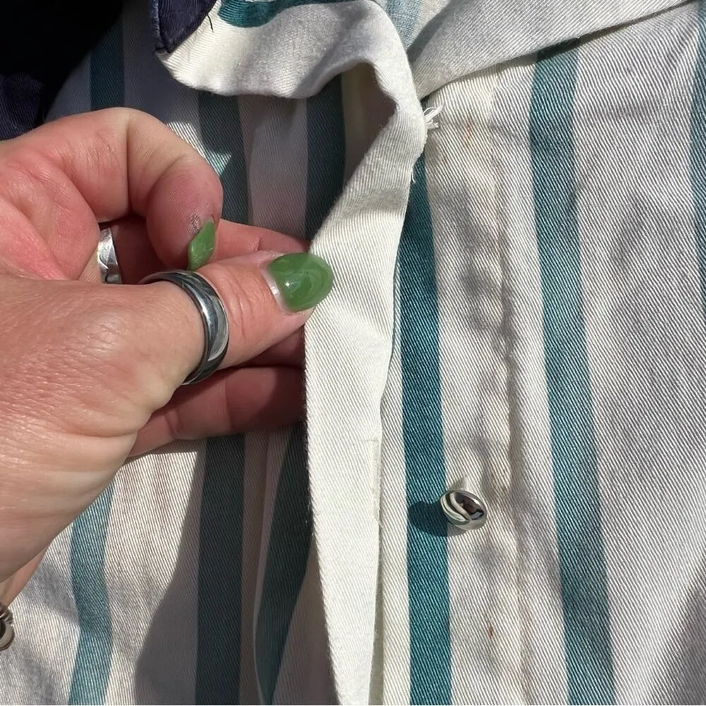 Vintage 80s 90s Roper Blue Stripe Yoke Cape Cowgirl Western Shirt Brushpopper LG - Image 4