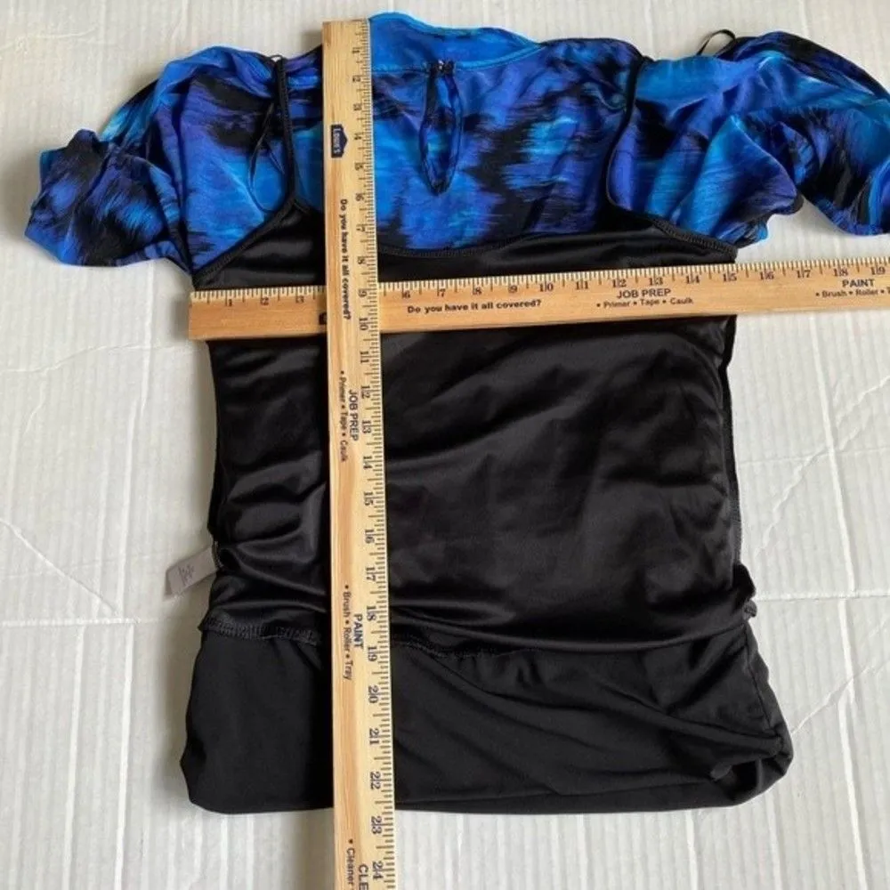 Jennifer Lopez NWT Top Dolman Blouse Butterfly Shape Blue Black Top Size XS - Image 10