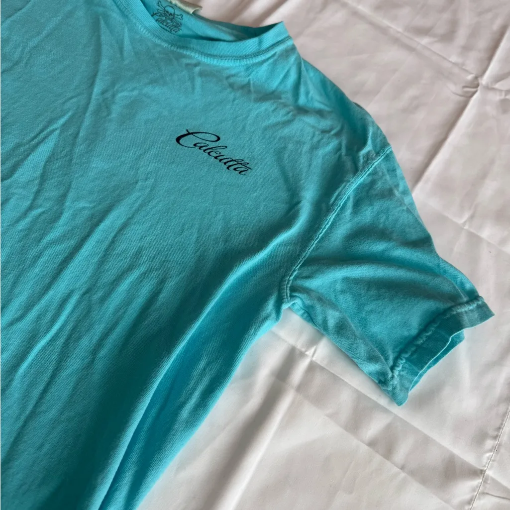 Calcutta Short Sleeve Shirt with Multicolor Sailfish Blue Size M - Image 3