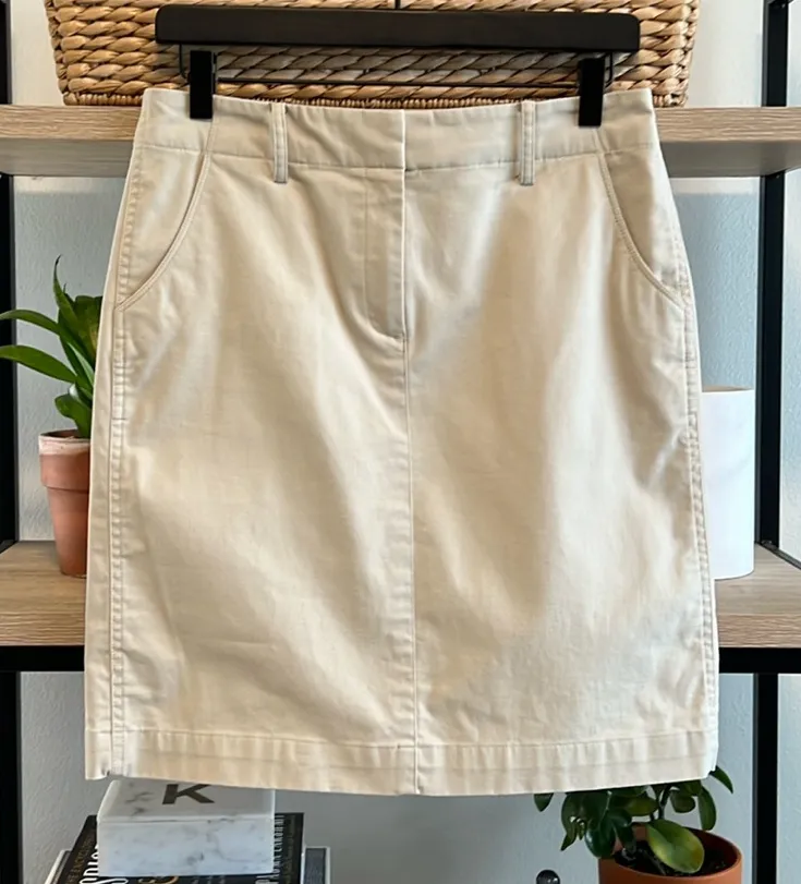 Brooks Brothers "346" Stretch Cotton Twill Woven Pencil Skirt, 6 - Image 1