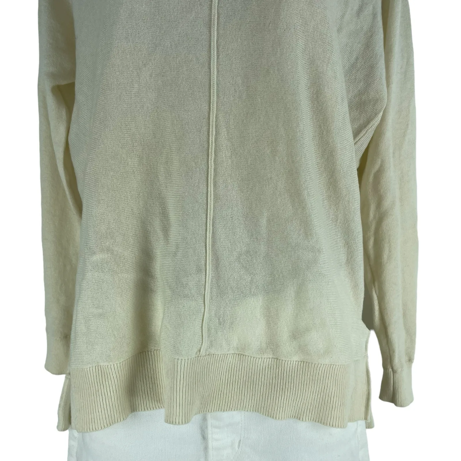 Vince Seamed Cowl Neck Wool Cashmere Sweater Ivory Boxy Size XXS - Image 4