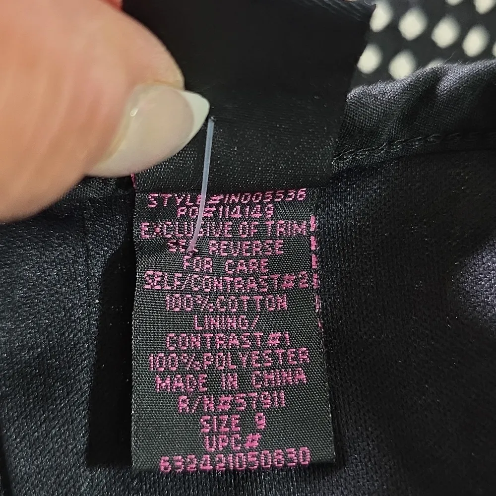 Wrapper Black & White Polka Dot Above the Knee Skirt Lace Hem - Image 8