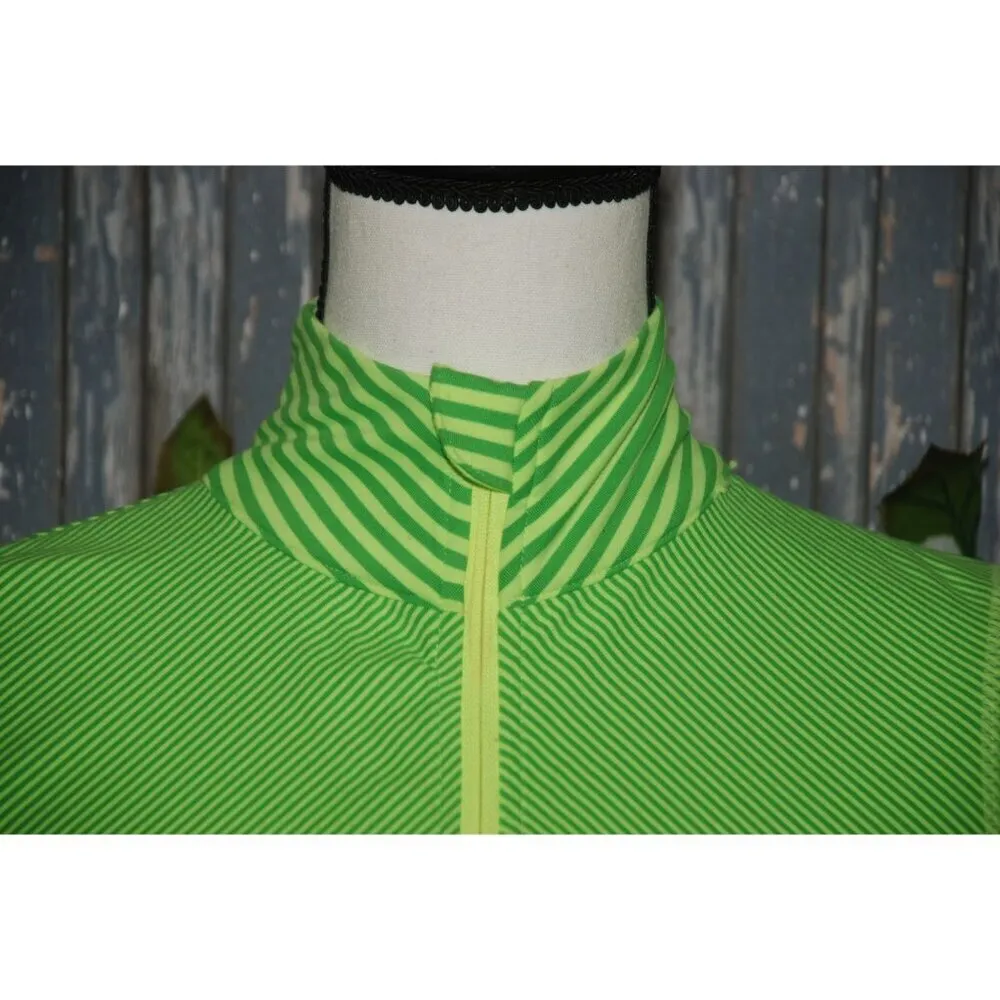 Kyodan Ladies XS 1/4 Zip Athletic Top Green Yellow Striped Running Long Sleeve W - Image 3