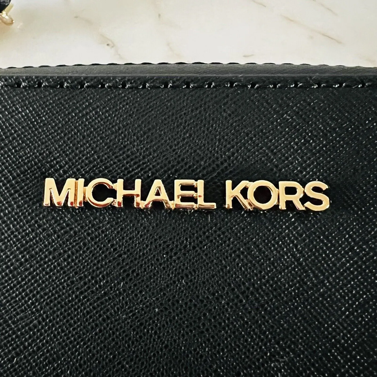 MICHAEL KORS Jet Set Item Black Leather Zip Chain East West Crossbody Bag - Image 3