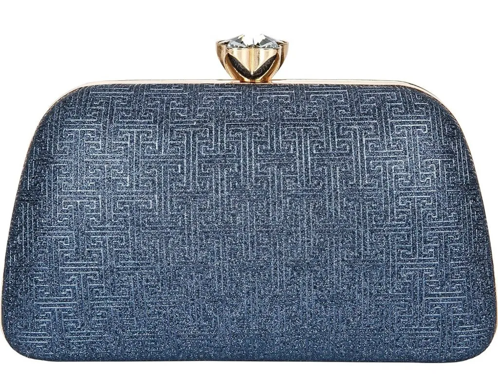 ⚡ Women's Blue Elegant Rhinestone Formal Events Unique Clutch Chain Strap Bag - Image 1