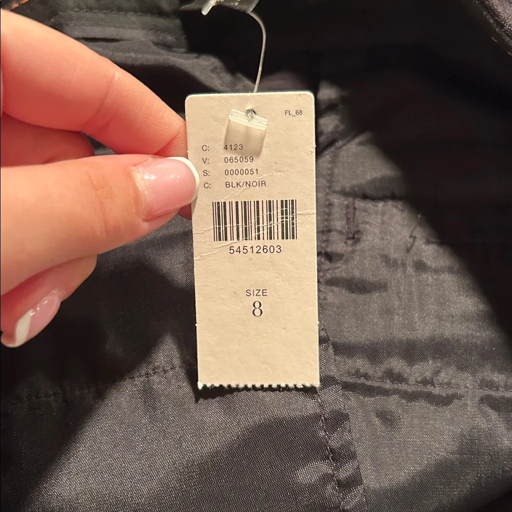 Anthropologie The Essential Slim Jacquard Trousers Black Plaid Velvet Size 8 NWT - Image 5