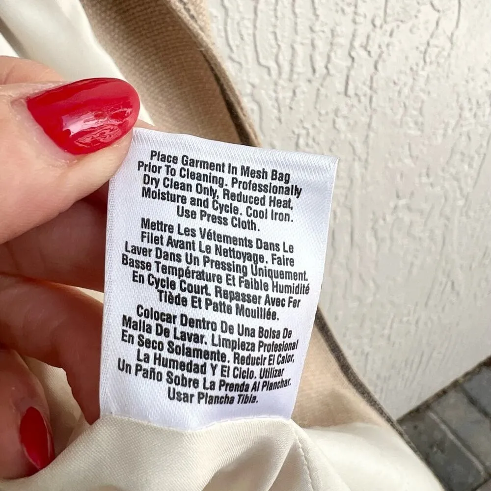 DKNY midi coat long blazer duster lightweight beige tan size medium women - Image 14