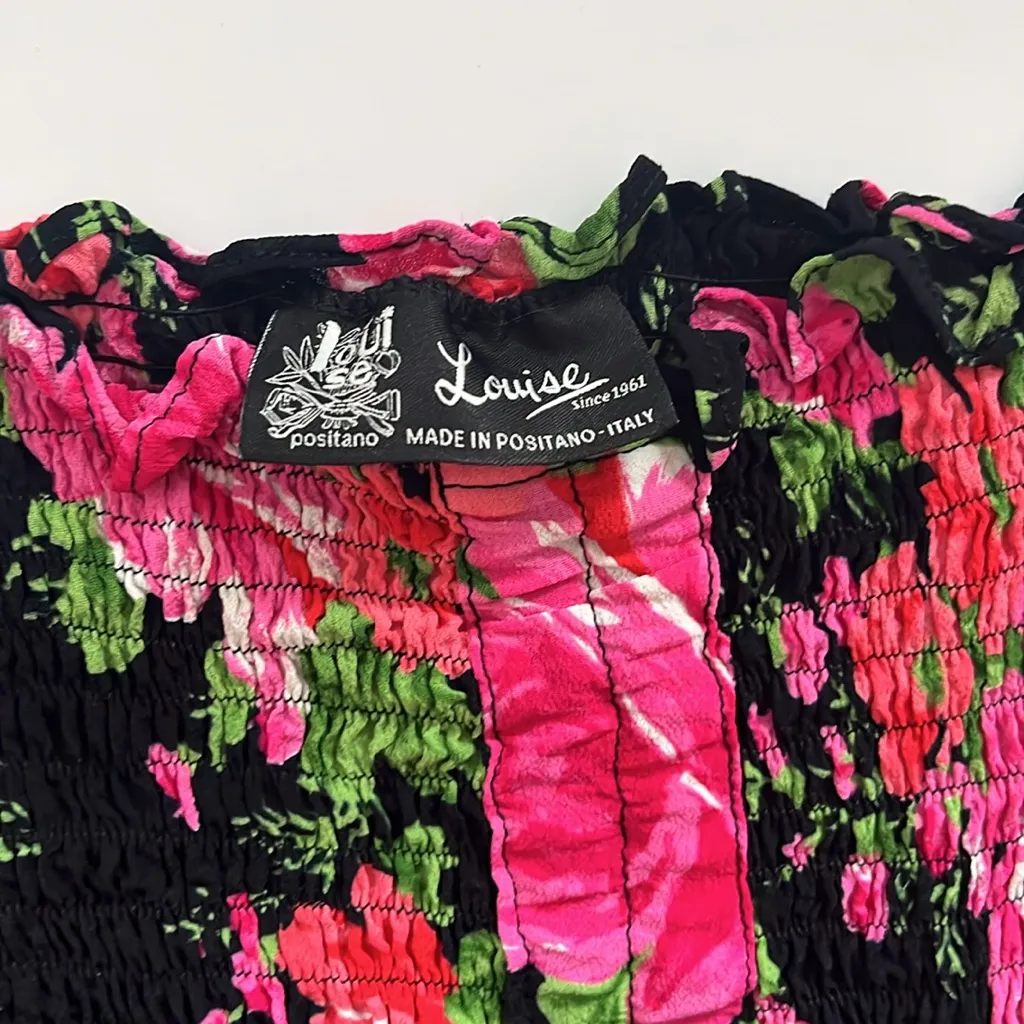 Revolve Floral Crop Smocked Long Sleeve Top Louise Position Italy Xs - Image 3