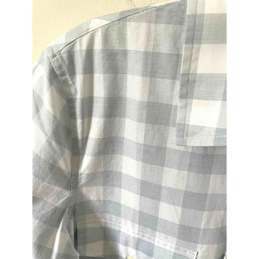 UNTUCKit Plaid Button Down Collared Blouse Shirt Light Blue White Size 0 NEW - Image 3
