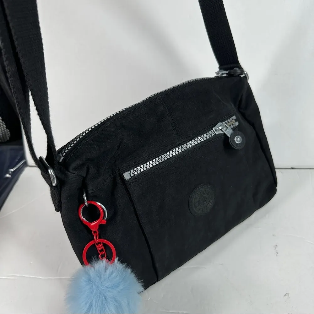 KIPLING Black Crossbody Nylon Purse Bag Tote Travel Medium - Image 3