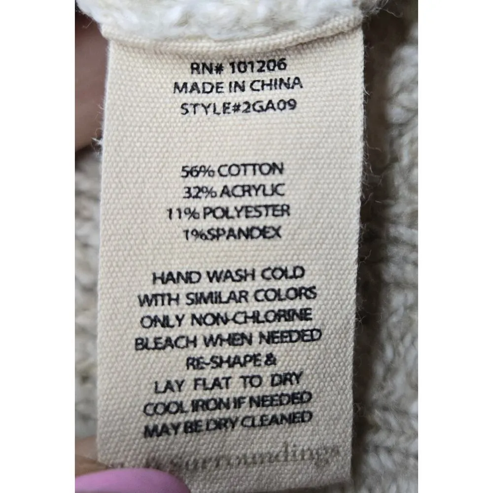 Soft Surroundings cream Oatmeal cable knit pullover crew sweater Medium. - Image 6