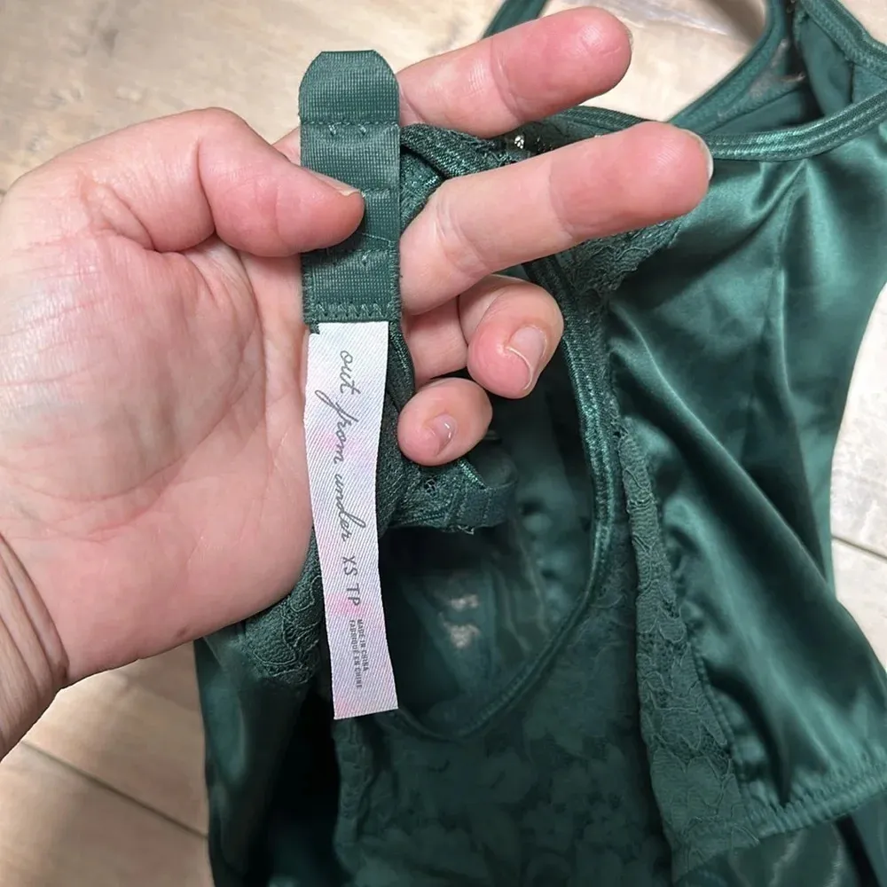 Urban Outfitters Green Satin & Lace Corset Bustier Bodysuit Out from Under Sz XS - Image 9