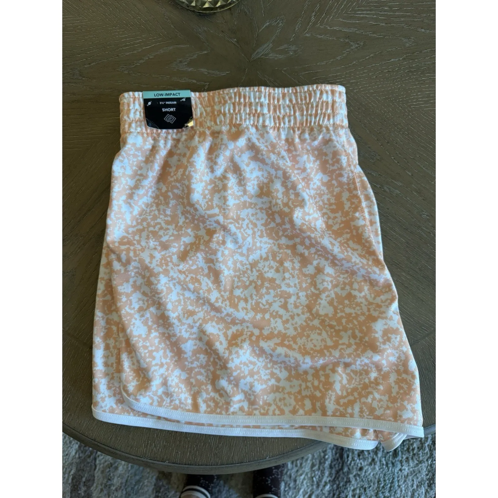 Zelos women's running shorts in an orange and white print with white trim XXL - Image 5