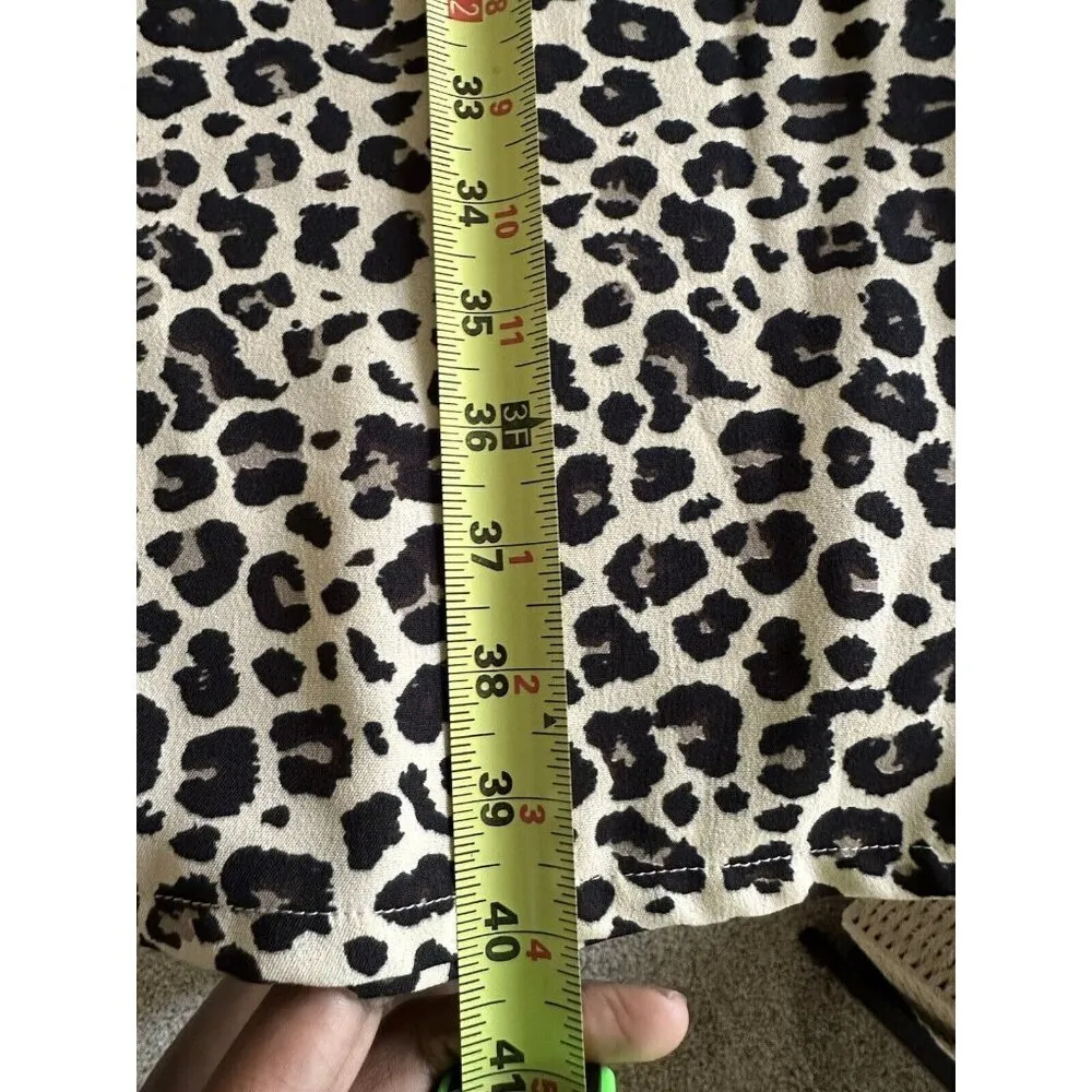 Classic Concepts Brown Beige Wide Leg Animal Print Belted Trouser Pants Office L Size L - Image 12