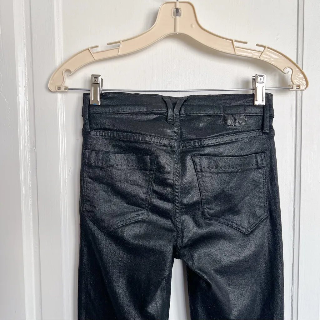 GOLDSIGN • Lure skinny jeans low rise black coated faux leather moto Size 25 - Image 14