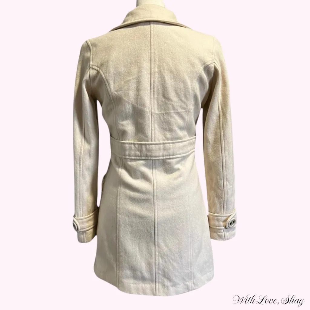 Y2k 2000s vintage Tulle cream wool blend peacoat Size M - Image 5