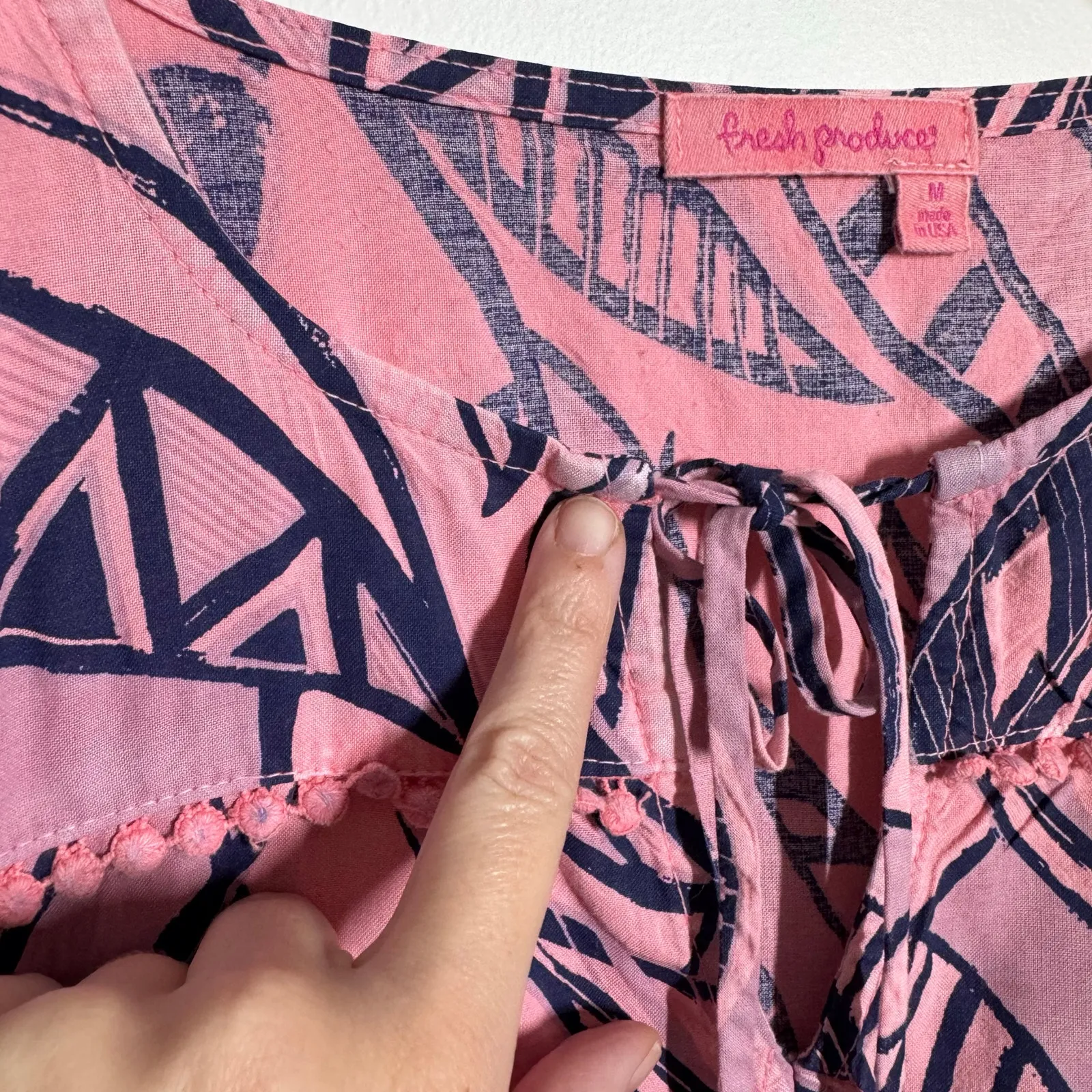 Fresh Produce Tank Dress Women M Pink Blue Plant Print Coastal Beach Made in USA - Image 8