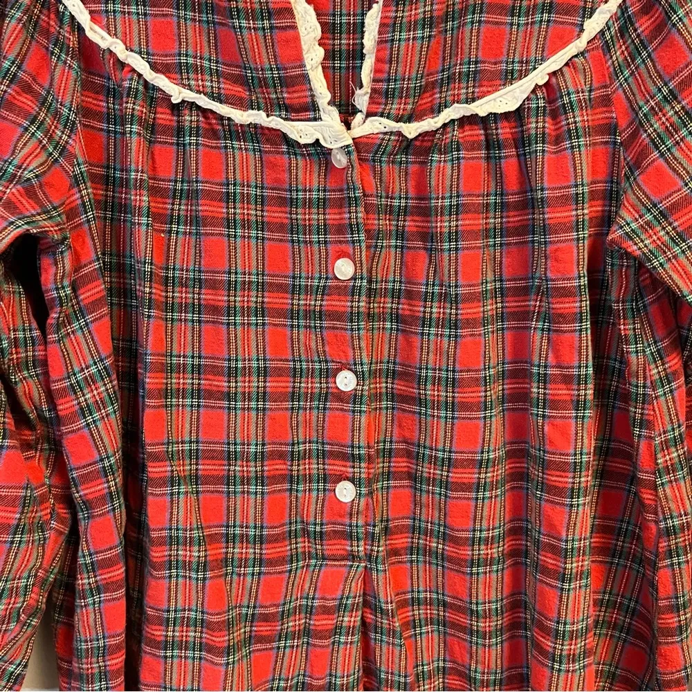 Lanz of Salzburg Nightgown Red Tartan Plaid 100% Cotton Flannel Gown Sz S GUC - Image 5