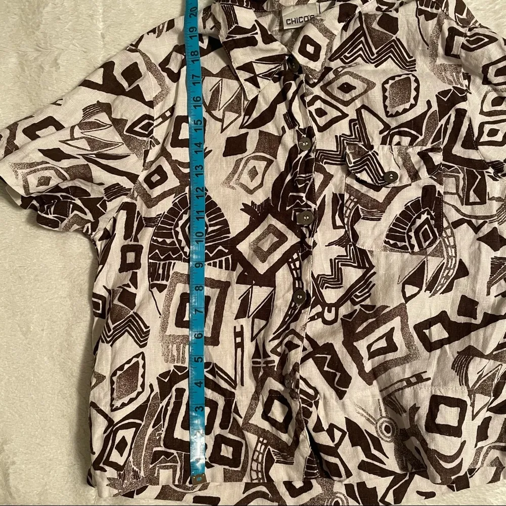 Chico’s Women’s Linen Top With Tribal Print - Image 9