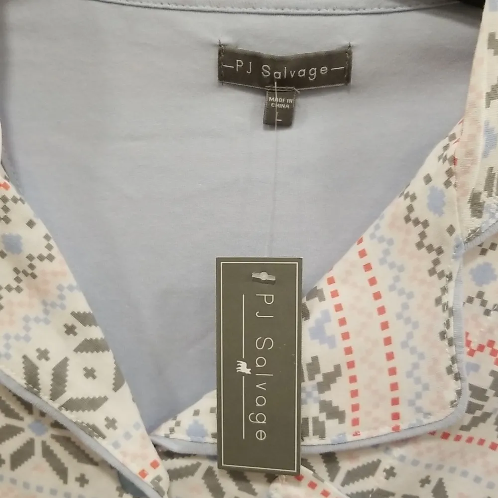 💕PJ SALVAGE💕 Long Sleeve Top & Pants 2-Piece Pajama Set Fair Isle Print L NWT - Image 10