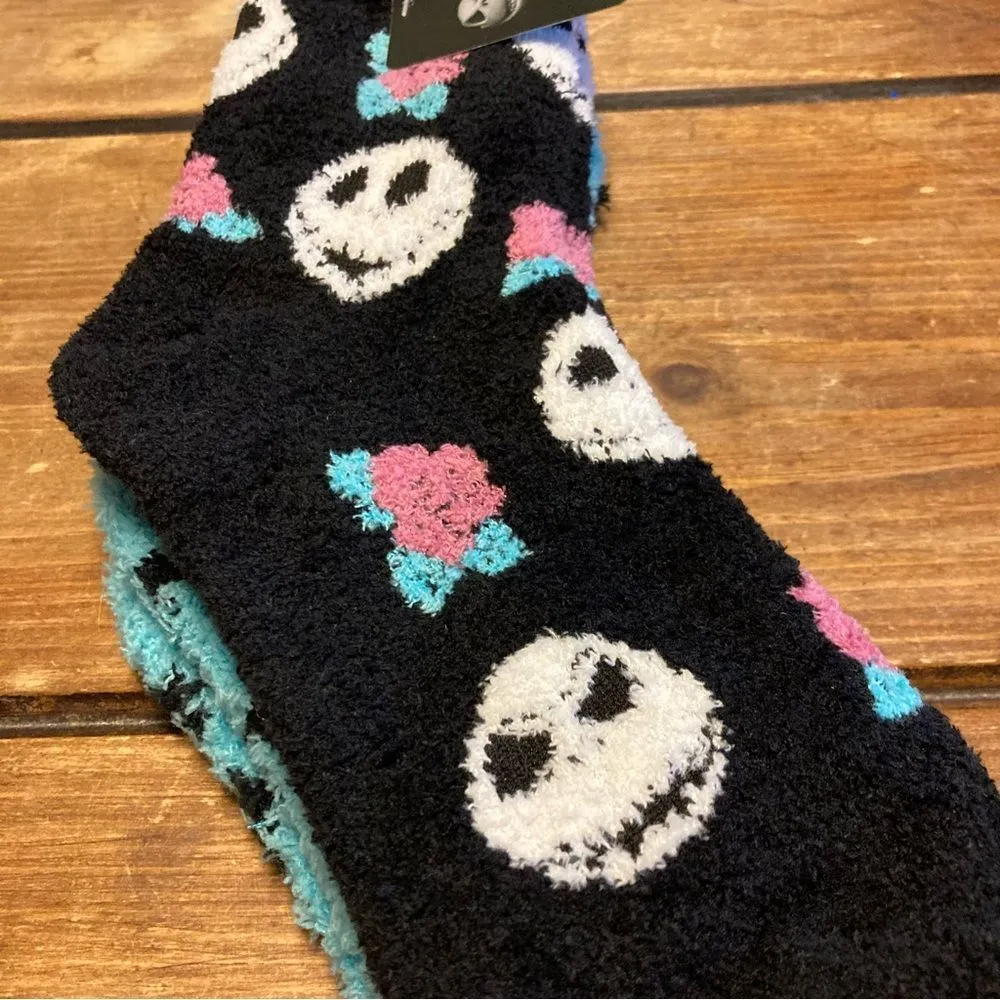The Nightmare Before Christmas 2 Pair Crew Cozy Socks Jack Skellington NWT Black - Image 3