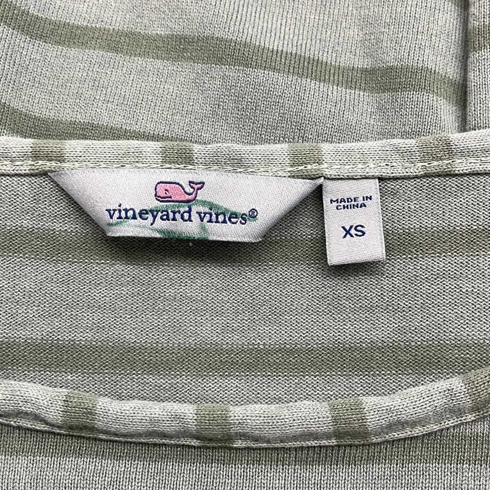 Vineyard Vines Green Garment-Dyed Striped Long-Sleeve Cotton Knit Dress - Image 8