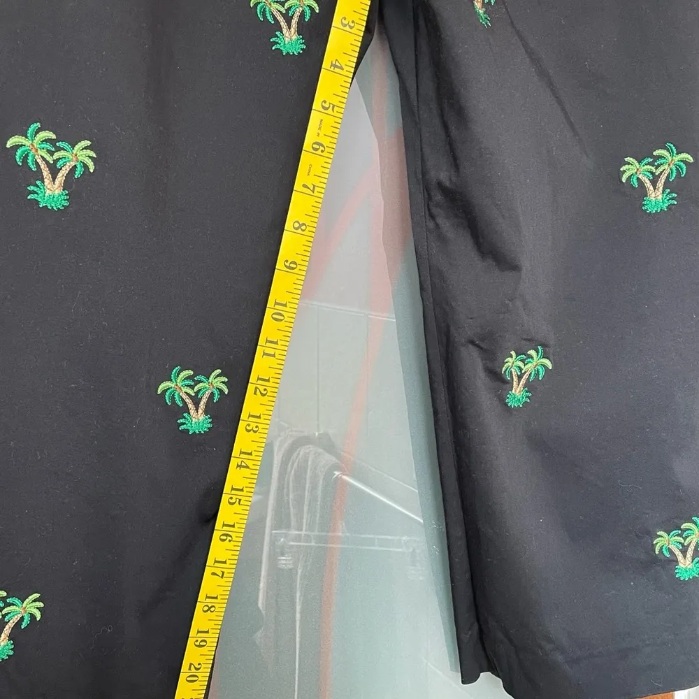 Catherine Stewart Black Cotton Capri Peddle Pusher Crop Palm Tree Pants Size 8 - Image 4