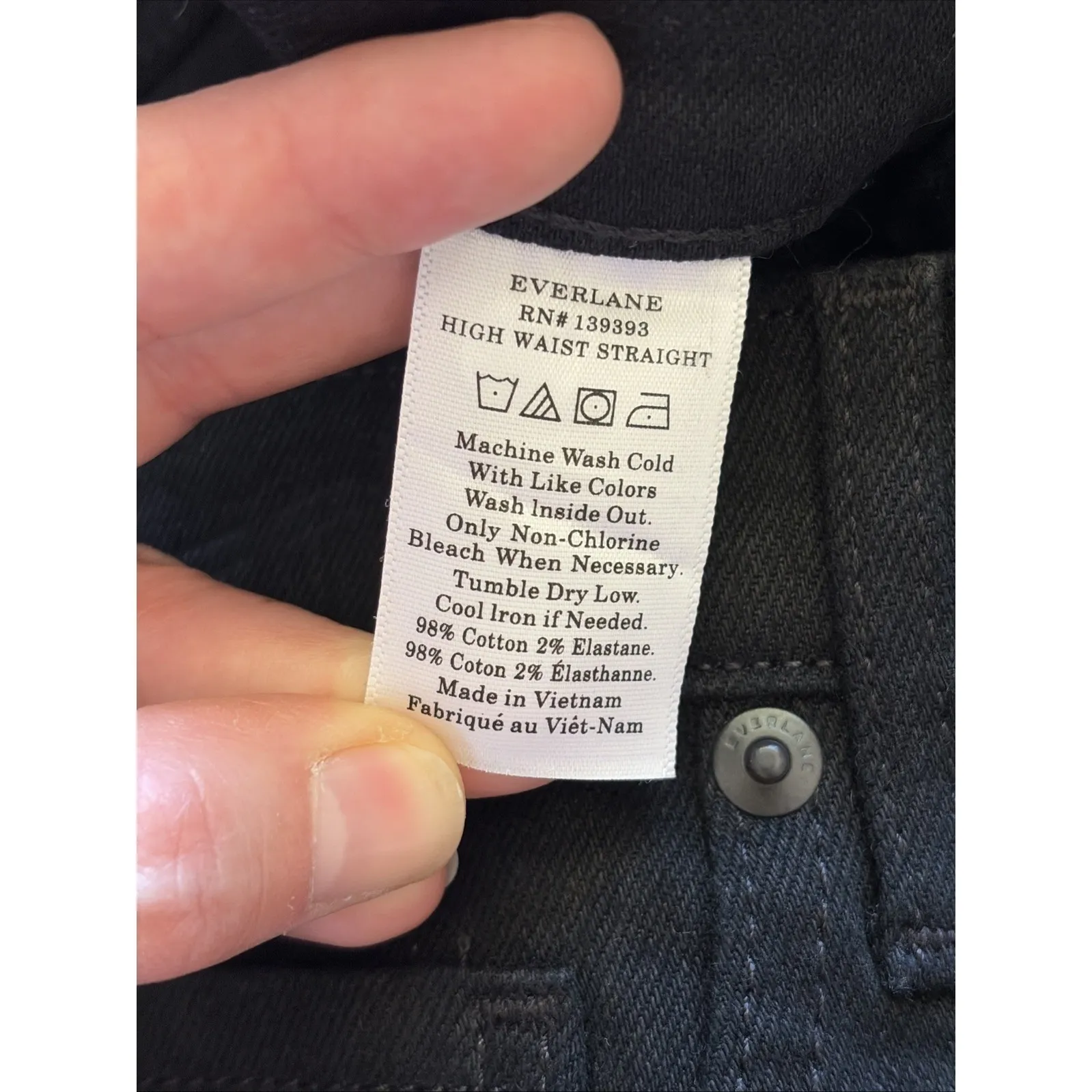 Everlane Classic Black High Rise Straight Leg Stretch Denim Jeans 27 Ankle NEW - Image 13