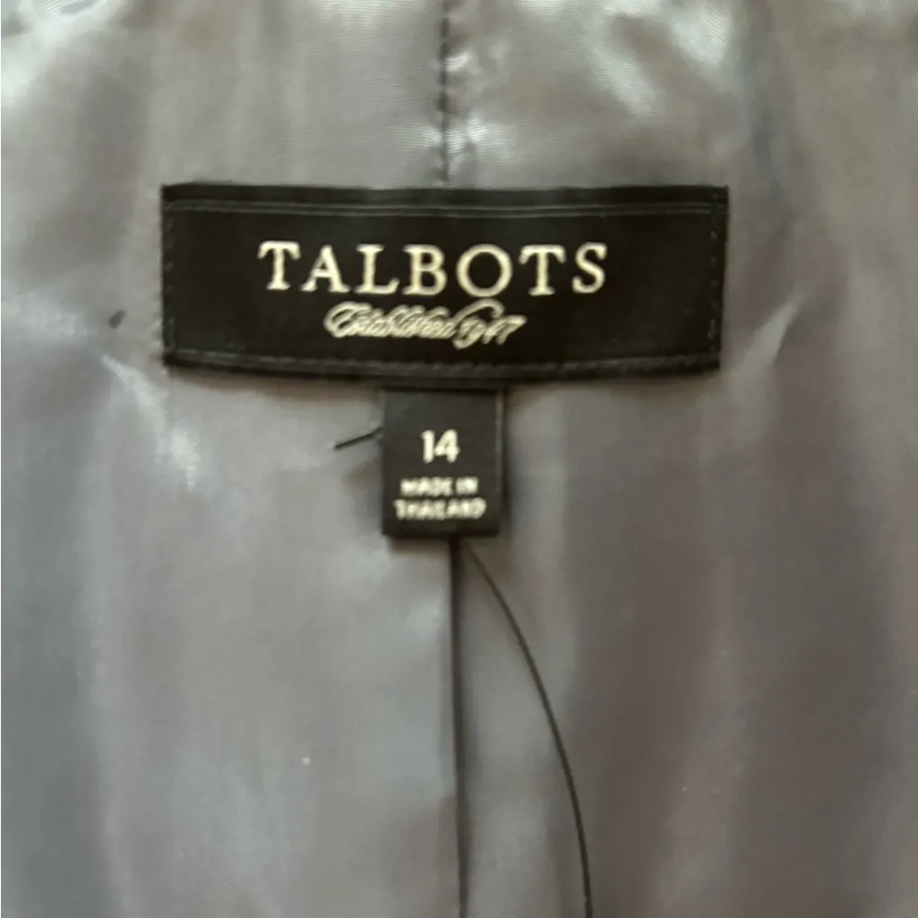 NWOT Talbots Gray and White Buffalo Plaid Zip Front Wool Blend Jacket size 14 - Image 6