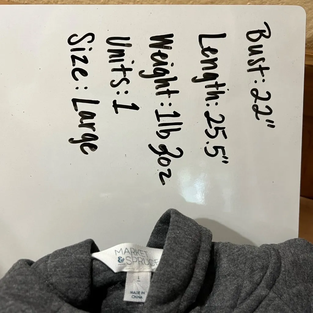 Market & Spruce Quilted Hooded Button-Up Pullover Sweatshirt Gray Size Large NWT - Image 10