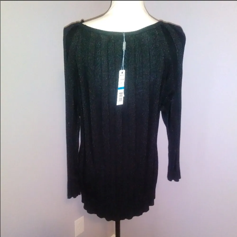 Joseph A NWT  black sparkly long sleeve blouse - Image 5