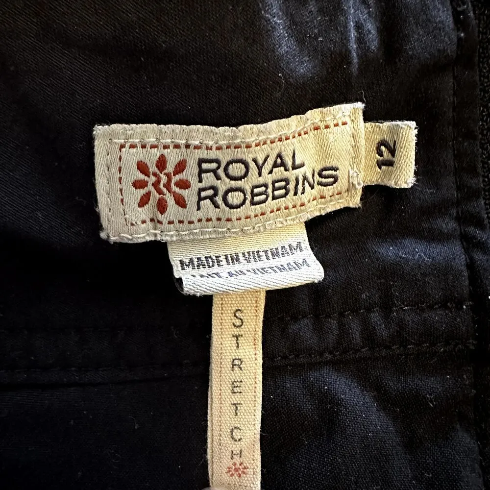 Royal Robbins Mini Skort Skirt Flat Front Back Slit Zip Pocket Stretch Black 12 - Image 4