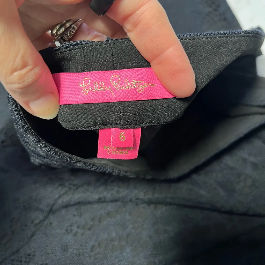 LILLY PULITZER Pant Womens Kelly Lace Slim scalloped Ankle black Size 6 - Image 7