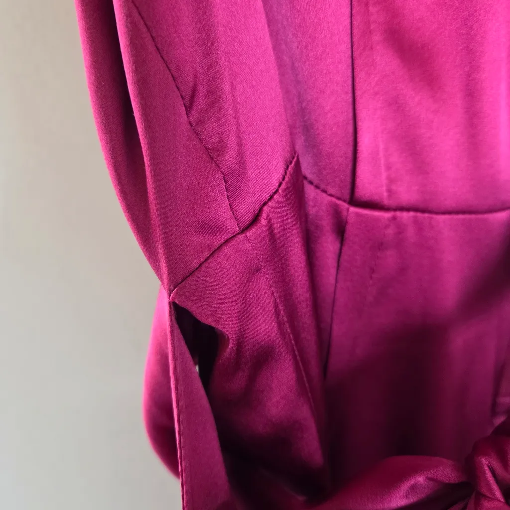 BCBGMaxAzria Magenta Silk Blouse - Image 6
