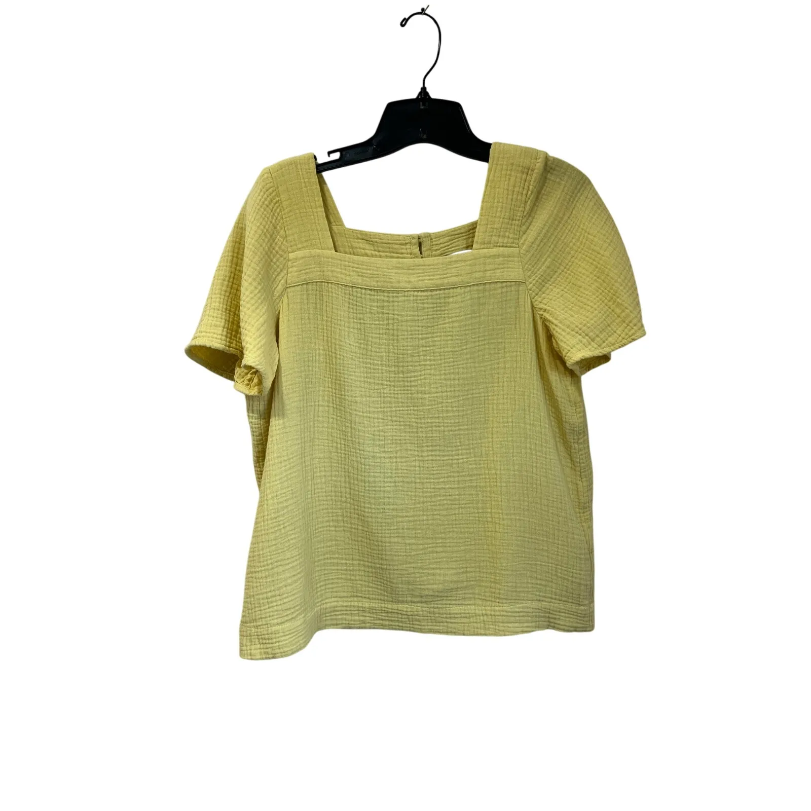 Madewell 100% Cotton Square Neck Short Sleeve Textured Gauze Top Yellow S - Image 2