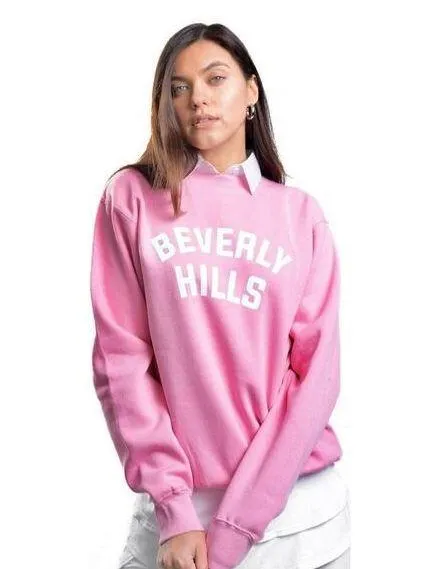 Departure Beverly Hills Pink Crewneck Graphic Long Sleeve Pullover Sweatshirt M Size M - Image 1