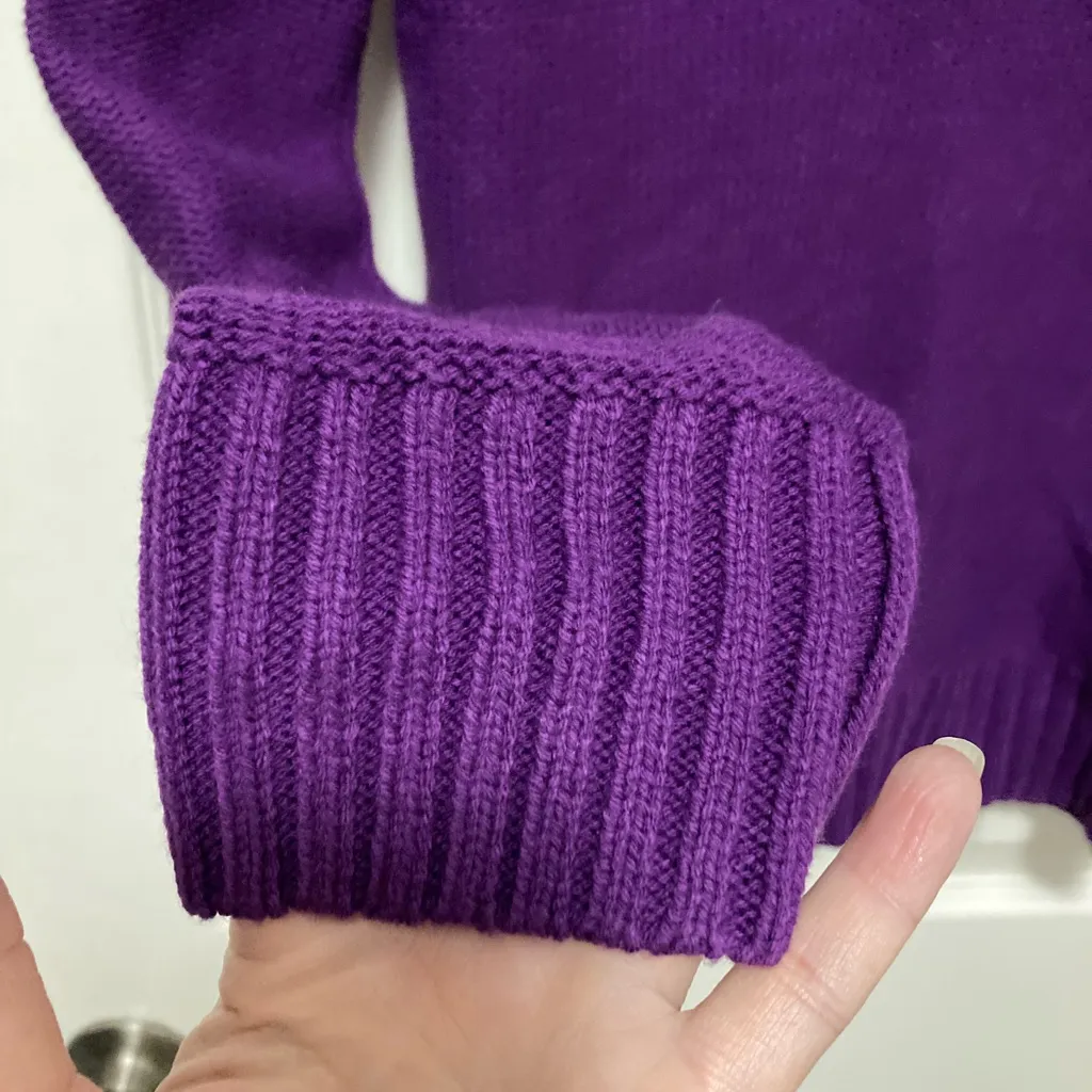 LRL Lauren Jeans Co. New Purple Folded Collar Long Sleeve Knit Sweater - Image 7