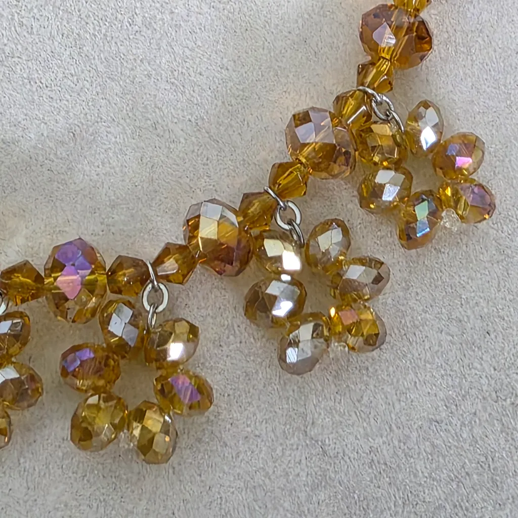 Champagne AB Crystal Bead Necklace Bracelet Earrings Set - Image 6