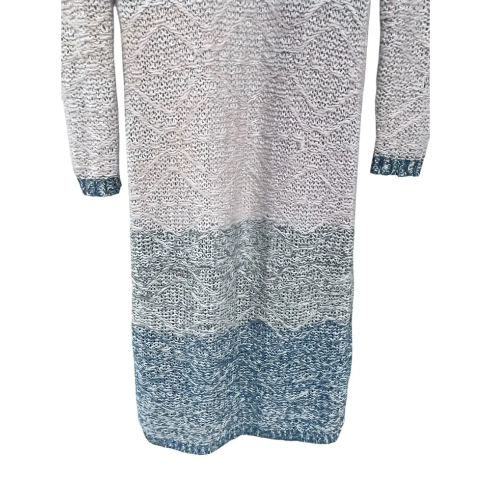 Moth Anthropologie Mohair Duster Cardigan Size Small Loopstitch Ombre Blue Cream - Image 7