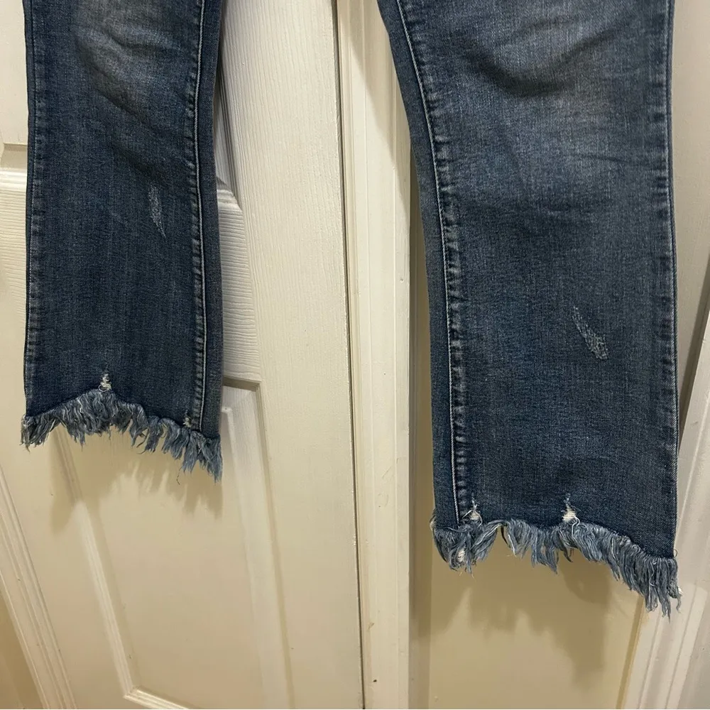 Pistola Distressed High Rise Fringed Hem Straight Leg Jeans Size 27 - Image 7