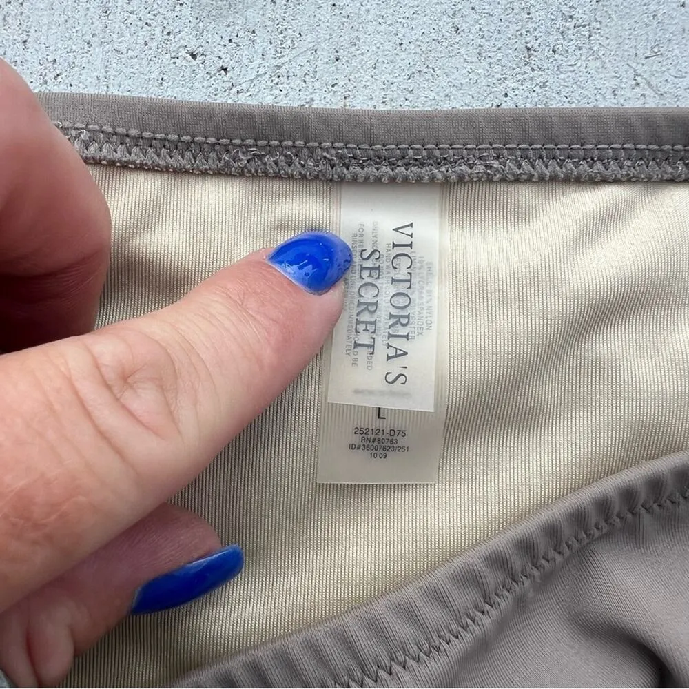 Victorias Secret Olive Gray Side Tie Bikini Bottoms Large - Image 4