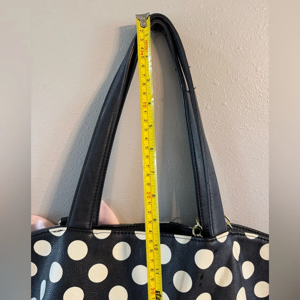Betsey Johnson Pink Bow Black and White Polka Dot Purse & coin bag - Image 8