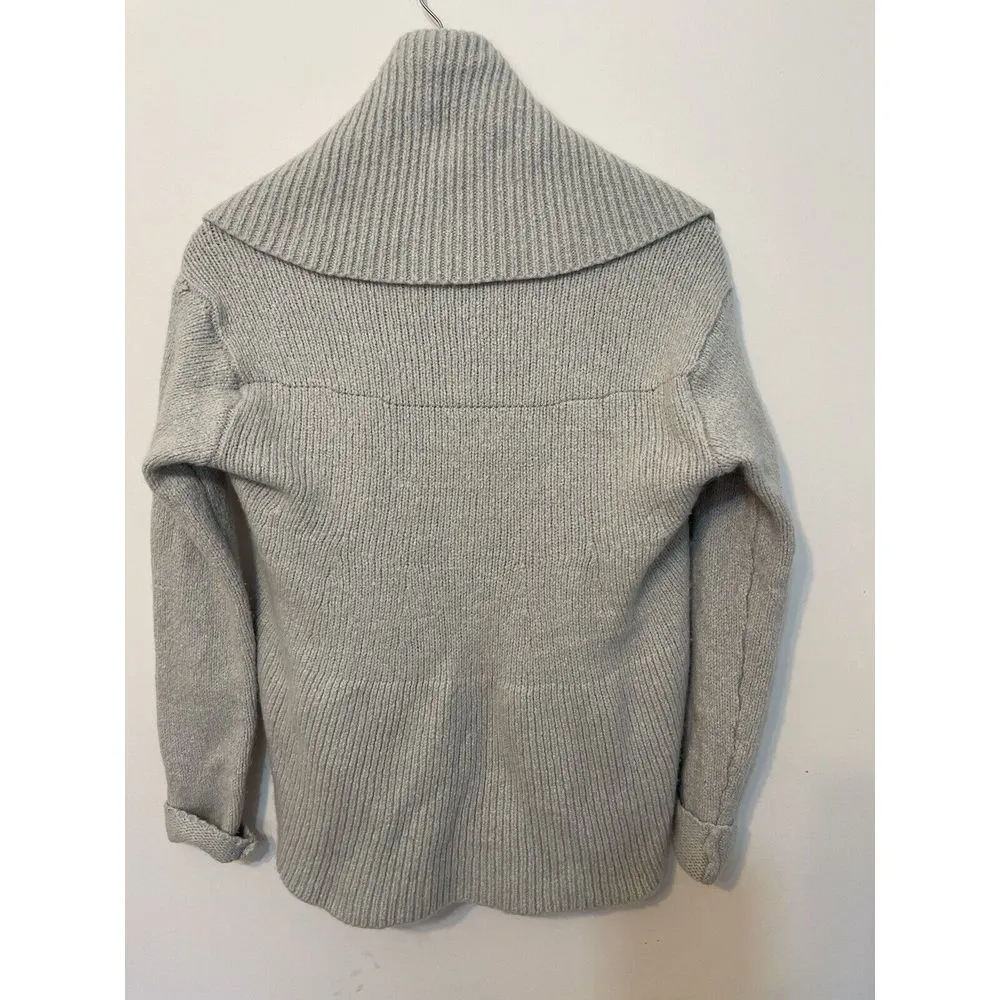 Vince Wool Cashmere Silk Gray Shawl‎ Collar Open Front Cardigan Sweater Sz M - Image 3